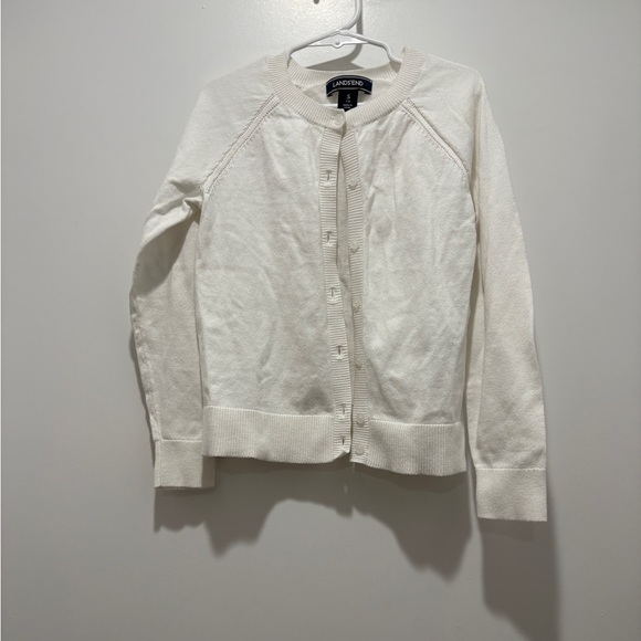 Lands end white cardigan sweater - Picture 2 of 5